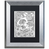 Védjegy Képzőművészet Hedge Hogs vászon art készítette: Kcdoodleart Black Matte, ezüst keret