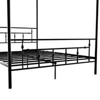 Aukfa queen platform ágy fejtámlával, fém lombkorona platform ágy hálószobához, fém ágykeret hálószoba bútorok, fekete