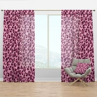 Designart 'rózsaszín leopárd minta retro' század közepén modern függönypanel