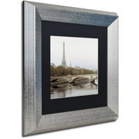 Védjegy képzőművészet Tour Eiffel 3 vászon művészet Alan Blaustein, fekete matt, ezüst keret