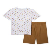 Jake's Vintage Boys rövid ujjú póló és húzza a Twill rövidnadrágot, 2 darabos ruhát, Méret 4-12