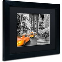 Védjegy Képzőművészet '' Times Square '', David Ayash 16 20 Fekete Matted Black Frame