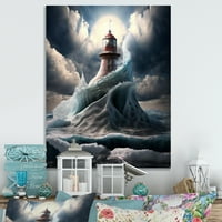 Designart Fantasy világítótorony az Északi -sark -óceán VI Canvas Wall Art