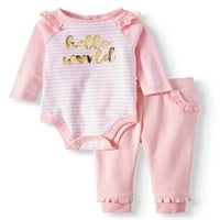 Raglan Bodysuit és Ruffle Jogger nadrág, ruhakészlet