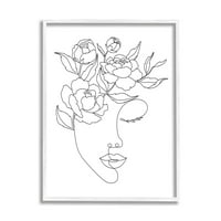 Stupell Industries Floral Woman Face Line Doodle Graphic Art White Keretes Art Print Wall Art, Design by JJ Design House LLC