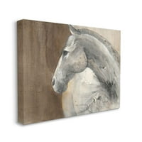 Stupell Industries ország állatok nőies ló nyugati szürke barna festmény vászon fal Art Design Albena Hristova, 36 48