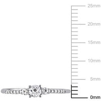 Miabella női karátos T.G.W. Létrehozott fehér zafír és gyémánt akcentus ezüst 3-kő eljegyzési gyűrű
