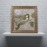 Védjegy Szépművészet Moon Bird vászon művészet, színes pékség arany díszes keret