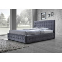 Baxton Studio Margaret modern és kortárs szürke bársony gomb-tufted King Platform Bed