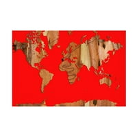 Marlene Watson 'Wood Bark World Map 1' Canvas Art