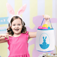 Szórakoztató kis játékok húsvéti nyuszi kosár, kék nyúl kosár, nyuszi hordó, cukorka ajándékkosár, ajándék cukorkás táska, húsvéti