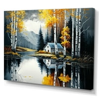 Designart kabin a tónál nyáron i Canvas Wall Art