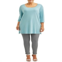 Terra & Sky Women's Plus méretű ujjú Scoop Neck Tunic