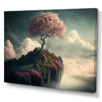 Designart Mountain Top Cherry Blossom II Canvas Wall Art