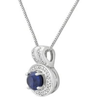 Arista kerek fehér gyémánt akcentussal és készítette a kék zafír ezüst-tónusgyűrűt, fülbevalókat és medálkészletet, 18