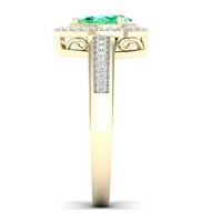 Császári drágakő 10k sárga arany körte vágás smaragd 1 10ct tw gyémánt halo női gyűrű
