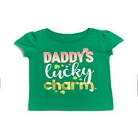 A kisgyermek lány megünneplésének módja St. Patricks Day Rövid ujjú grafikus póló, Apu szerencsés varázsa
