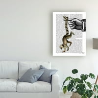 Védjegy Fine Art 'gyűrű farkú Lemur az ujj' vászon Art fab Funky