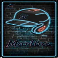 Miami Marlins - Neon sisak fali poszter pushpins, 22.375 34