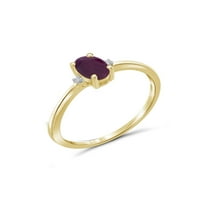 JewelersClub Ruby Ring Birthstone ékszerek - 0. Carat Ruby 14K aranyozott ezüst gyűrűs ékszerek fehér gyémánt akcentussal - gemstone