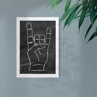 Wynwood Studio 'Rock on' szimbólumok és tárgyak keretes fali művészet nyomtatás - fekete, fehér