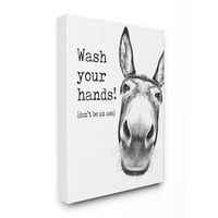 Stupell Industries mosson kezet szamár idézet fürdőszoba állat Humor vászon fal Art Design betűkkel és bélelt, 36 48