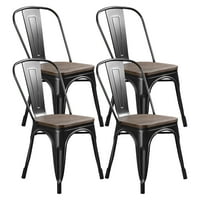 Vineego fa ülés szék 4, ipari szüret egymásra rakható fém székek, fekete