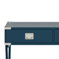 Weston Home Wood X-Base kampány íróasztal fiókokkal, kék acél