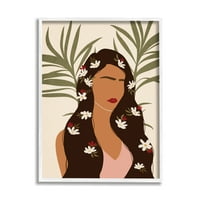 Stupell Industries nőstény trópusi virágos hajú püspöki levelekben, 30, tervezés: JJ Design House LLC