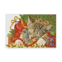 Védjegy Képzőművészet „karácsonyi macska alvás” vászon művészet, Francien Van Westering