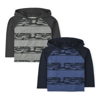 A Gyerekhelyi fiúk Camo Stripe kapucnis póló, 2-csomag, 4-16.