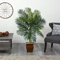 Szinte természetes 4,5 'Golden Cane Palm mesterséges fa dekoratív konténerrel