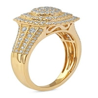Imperial 10K sárga arany 1 ct tdw gyémánt klaszter halo eljegyzési gyűrű