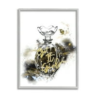 A Stupell Industries Get It Girl kifejezés fekete arany szikra glam kozmetikum, 30, design by ziwei li