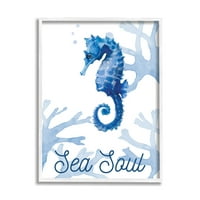 Stupell Industries Sea Soul Sentiment nyugodt kék Seahorse Ocean Coral, 20, Lanie Loreth tervezése