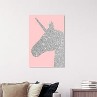 Wynwood Studio 'Glitter Unicorn Pink' Fantasy és Sci -Fi Wall Art vászon - szürke, rózsaszín, 24 36
