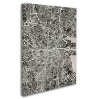 Védjegy Szépművészet 'Dublin Ireland City Map v' Canvas Art készítette: Michael Tompsett