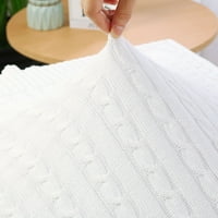 Hangulatos, elegáns pamutkábel kötött dobó takaró, fehér, túlméretezett dobás