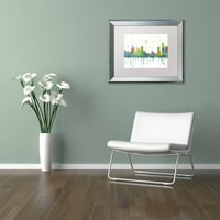 Védjegy Szépművészet Detroit Michigan Skyline Mclr-1 Canvas Art készítette: Marlene Watson, White Matte, ezüst keret