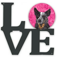 Caroline kincsei SC9141PKWALV Rózsaszín ausztrál szarvasmarha kutya fém fal Artwork szerelem, 12x12, Többszínű