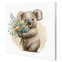 Designart Koala medve Virágos vászon fali művészet