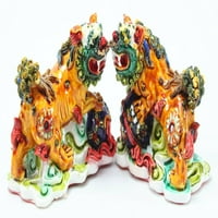 Feng shui pár színes fu fo dog guardian oroszlán szobor figura ajándék ssr351