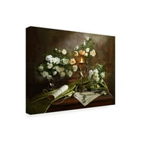 Andrey Morozov „csendélet rózsákkal és gyertyával” vászon művészet