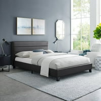 Modern alvás Bansley fau bőr kárpitozott ágy, fekete és tele
