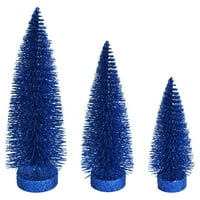 Vickerman 7 -9 -11 éjfél kék csillogó ovális fenyő mesterséges karácsonyfa, 3 készlet