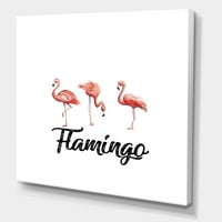 Designart 'Három flamingó a fehér' parasztház vászon fali művészetre