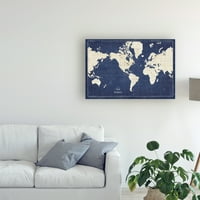Védjegy Képzőművészet 'BLUEPRINT World MAP' vászon művészete: Sue Schlabach