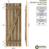 Ekena Millwork 1 2 W 77 H Americraft öt tábla külső, valódi fa távolságra helyezett tábla-N-Batten redőnyök W Z-Bar, MOSS Green