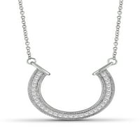 Ezüst lánc nyaklánc nők számára -. Sterling ezüst patkó nyaklánc csillogó valódi 0. CTW fehér gyémántok - elegáns, lenyűgöző