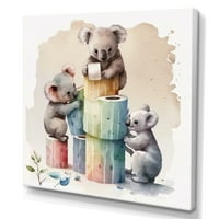 Designart Koala Bears A WC -papír tornyának építését